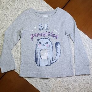 OshKosh B'gosh Gray Long Sleeve Tee with Playful Cartoon Design